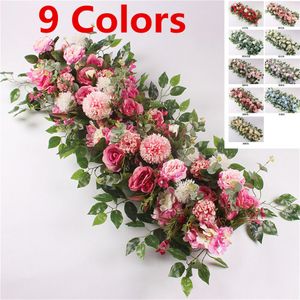 Rapide 9 Couleurs Décorations De Mariage 100cm Fleurs Décoratives DIY Arrangement De Mur De Fleurs De Mariage Fournitures Soie Pivoines Rose Artificielle Rangée Décor Fer Arche Toile De Fond