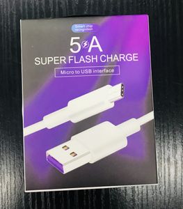 Câble USB Type C USB rapide 5A pour Samsung S20 S9 S8 Xiaomi Huawei P30 Mate40 Pro Mobile Phone Charge Charge White Blcak Câble