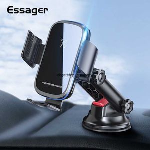 Carga rápida Essager 15w Qi Cargador inalámbrico de coche para iphone 12 Mini Pro Max Air Vent Mount Soporte de teléfono con ventosa de carga inalámbrica