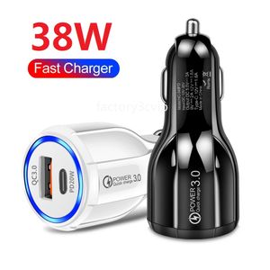 Carga rápida 38W 30W 18W USb C PD Cargadores de coche Adaptador de enchufe de encendedor de cigarrillos QC3.0 Cargador rápido USB para iPhone 13 12 14 15 Samsung Xiaomi Huawei F1