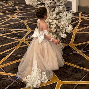Entrega rápida Vestidos de niña de las flores de Navidad Vestido de princesa de primera comunión para niños Vestido de fiesta de bodas