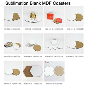 Livraison rapide Sublimation sous-verre blanc MDF bois bricolage personnalisé tasse Pad antidérapant tapis isolant pour impression C0610G2