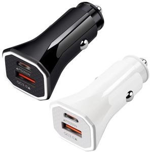 Fast Quick Charger 38W PD20W USB C Car Charger Dual Ports Auto Power Adapters For iphone 11 12 13 14 15 Samsung s20 s21 note 20 htc android phone gps pc