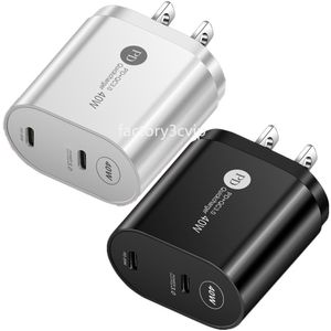 Cargadores rápidos rápidos 40W Dual PD USB-C Tipo C Cargador de pared UE EE. UU. Reino Unido Adaptador de viaje de CA para Ipad Air Iphone 12 13 14 15 pro max Samsung Tablet PC Htc F1