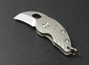 Envío rápido Mini cuchillo de llavero pequeño D2 Hoja de satén TC4 Mango de aleación de titanio EDC Cuchillos plegables de bolsillo con bolsa de nylon