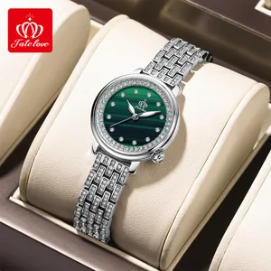 Fate love reloj de cuarzo elegante engastado con diamantes para mujer