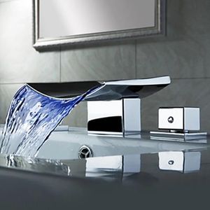 Grifos Venta al por mayor Superfaucet Grifo de baño Cascada, Grifo de cascada LED, Cascada de grifo de fregadero, Grifo de agua LED con temperatura controlada