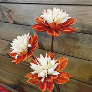 Faux Floral Verdure 10 cm de diamètre fait à la main Lotus en fleurs avec des fleurs orange rouge rose élégant rustique Home Decor Production de fleurs naturelles 230627