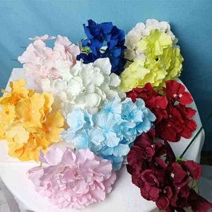 Faux Floral Greenery Artificial Seda más grande Cabezas de flores de hortensias con células madre Flores de hortensias falsas para bodas Decoración para el hogar J220906