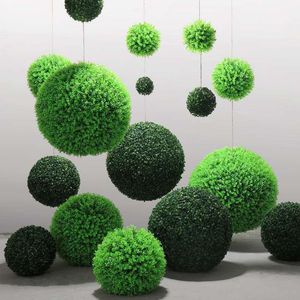 Faux Floral Greenery Artificial Plant Ball Round Boxwood Hanging Interior Outdoor Home Wedding Party el Front Porch Potted Decoration 221122