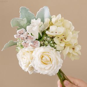 Faux Floral Verdure Blanc Fleurs De Soie Artificielles De Mariage Maison Salon Table Décor Grand Bouquet De Roses Ins Photographie Props En Gros Fausses Plantes J220906