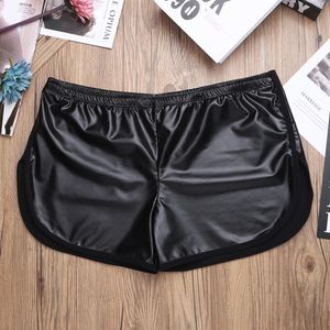 Faux Leather Board Shorts Mens Beach Shorts avec poche arrière Hommes Running Gym Shorts Homme Sport Hot Boxer Short Pantalon Vente chaude