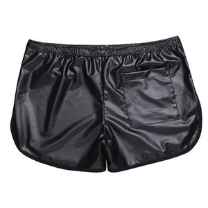 Boxer de cuero de imitación verano WetLook Fitness deportes Casual pantalón corto masculino gimnasio pantalones hombres sueltos pantalones cortos casuales ropa de calle 220530