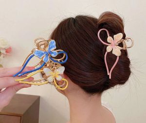 Tox en cuir en cuir nouvelle femme Metal Hair Claw Crabe Vintage Butterfly Shape Coiffes Clips Band Band Claipin Cross Hairclip Fashion Hair Hair Accesso