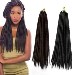 Faux serrures extension de cheveux synthétiques droites 24 brins pièces dreadlocks tresses crochet cheveux tressage synthétique pour femmes noires 1509603