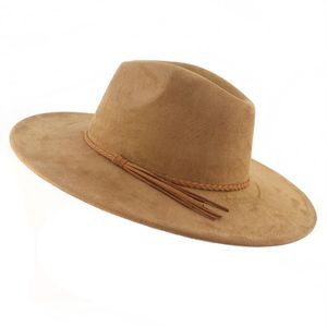 Faux Suede Top Hat 9 5cm Fedora Hat Men Women Women Winter Winter Jazz Hats Church Classic Fedoras Chapeau Sombrero Mujer251k