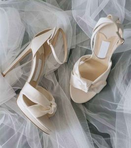 Mariée mariage plate-forme sandales chaussures femmes deux bretelles tubulaires Rosie pompes nouées blanc noir rose or talons hauts dame luxe Sandalias EU35-43