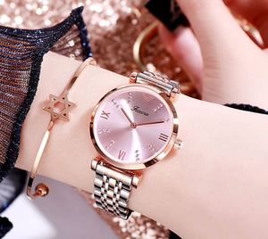Marca Faxina Marcador de diamantes Deslumbrantes Relojes para mujer suaves Reloj de cuarzo para mujer de 30 mm de diámetro Relojes de pulsera femeninos con esfera delgada de 6 mm Hermoso regalo