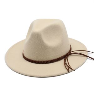 Fedora Hats for Men Women Simple Woolen Jazz Hats British Style Wide Brim Hat Autumn Winter Unisex Fashion Cap