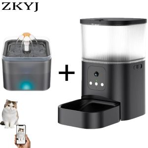 Comederos Alimentador inteligente para mascotas con cámara, alimentador automático para gatos, compatible con voz y vídeo, WIFI, tazón de alimentación para comida para perros, alimentador inteligente de 3L