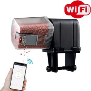 Alimentadores Smart WiFi Fish Tank Feeder APP Control de voz Alimentador de acuario para vacaciones Dispensador de sincronización de alimentos para peces Alimentación remota automática