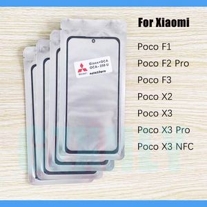 Nourrir 10pcs / lot Verre avant + lentille extérieure LCD OCA pour Xiaomi Poco F3 F1 X2 POCO F2 X3 Pro NFC Tactile Panneau à écran tactile