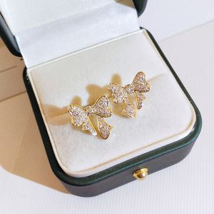 Pendientes de tuerca con lazo para mujer, aretes largos de Corea con piedras preciosas de topacio blanco para boda bohemia de Plata de Ley 925, joyería de cóctel