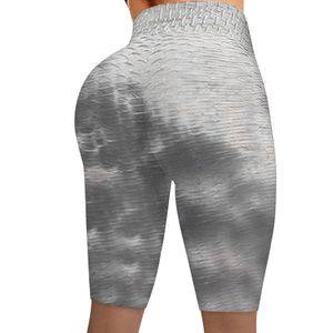 Medias cortas de Fitness para gimnasio para mujer, pantalones cortos de Yoga con realce en el trasero para mujer, pantalones cortos deportivos de Jacquard de cintura alta para mujer, pantalones cortos S-XXL