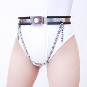 Cinturón de castidad de cadena invisible para mujer Pantalones de correa ajustables de acero inoxidable Bloqueo nuevo / antiguo Juguete sexy negro