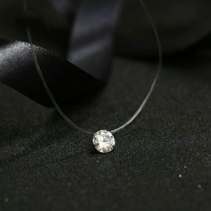 Mujer nuevo corazón estrella collar meteorito colgante transparente línea de pesca Invisible mujeres circón colgantes collar joyería