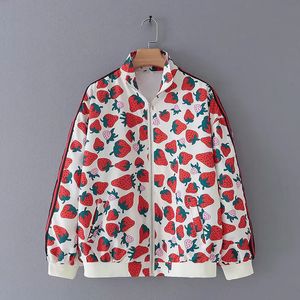 Chaquetas para mujer, chaqueta femenina para primavera-otoño, chaqueta bonita con dibujo de fruta para mujer, chaqueta de manga larga kawaii de fresa para chica dulce