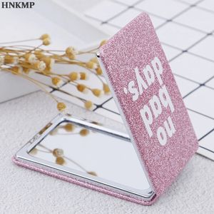Fen34 Pink Portable Square Travel Mirror Pocket Linte Double Side Doble Mini Compact Makeup for Women Girl 240409