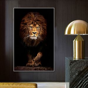 Pintura en lienzo de tigre y leones feroces, póster de animales salvajes, Impresión de pared de salón moderno, Cuadros artísticos decorativos, Cuadro de León