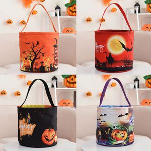 Decoración festiva de Halloween Luces LED Bolsa de calabaza que brilla intensamente Truco o trato Bolsa de dulces portátil para niños Ghost Festival Tote Bucket WLL1629