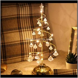 Festive Party Supplies Gardengold / Sier Crystal Christmas Tree Copper Wire Lights Night Year Gifts 2021Christmas Light Decorations for Home