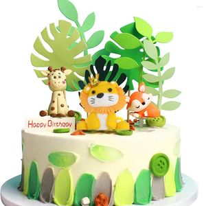 Supplies festives 1set Jungle Safari Animal Cake Toppers Cartoon Animals Decoration for Party Baby Showers Birthday
