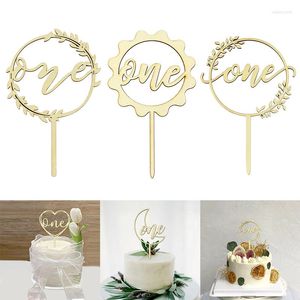 Fournitures de fête 3 pc en bois un gâteau Topper bébé premier anniversaire fête Cupcake carte anniversaire de mariage insère drapeaux décoration approvisionnement