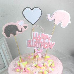 Fournitures de fête éléphant amour coeur étoile gâteau Topper fête d'anniversaire insérer décoration acrylique décoration de mariage