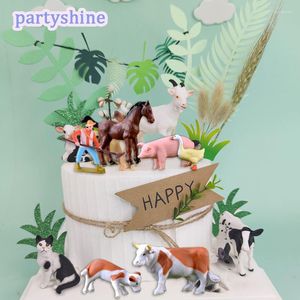 Fournitures festives ferme gâteau Topper canard cochon cheval fermier Mini décoration animaux accessoires de cuisson pour enfants garçon fête d'anniversaire