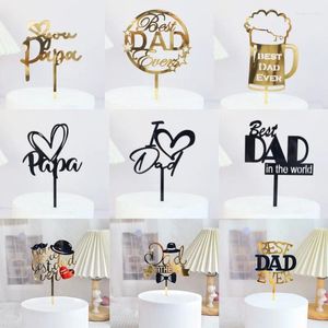 Supplies festives Gold Black Super Dad Party's Fête Cake Topper Acrylic papa anniversaire pour la décoration de père