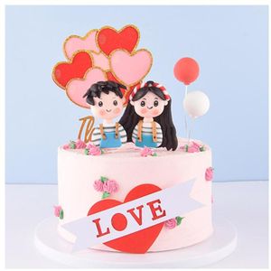 Fournitures de fête mariage beau Couple personnages de dessins animés anniversaire gâteau Topper amour Confession Dessert pour fiançailles décoration fête