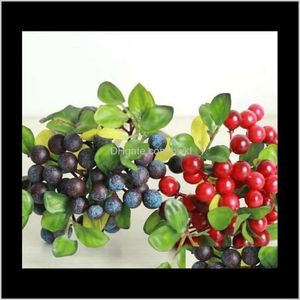 Couronnes festives fleurs fournitures jardin1 faisceau de bleuets artificiels bourgeon fausses plantes fleur de soie baies couronne décorative pour mariage s