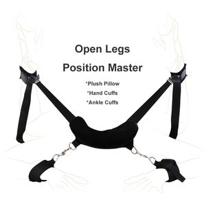 Fetish Position Master Oreiller à jambes ouvertes avec menottes à la main, manchettes à la cheville, harnais de retenue de bondage bdsm, jouets sexuels érotiques pour couples 0701