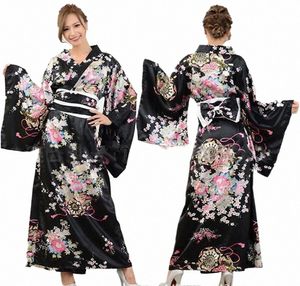 Fi Tendances nationales Femmes Sexy Kimo Yukata avec Obi Nouveauté Soirée Ceinture réglable Costume de cosplay japonais Vintage y5xm #