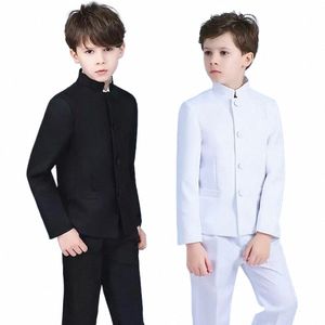 Costume fi pour garçon 2 pièces col montant costume simple boutonnage décontracté formel mariage smoking enfants vêtements garçons blazer pantalon l1ZI #