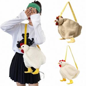 Fi Mujeres Niños Forma de gallina Bolsa de felpa Ugly Cute Carto Doll Bolsa de felpa de gran capacidad Monedero de pollo Satchel para mujeres Niñas j5jJ #