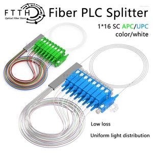 Séparateur optique de PLC d'équipement de fibre 1X16 SC/APC SM 0.9mm G657A1 PVC 1m FTTH connecteur APC/UPC