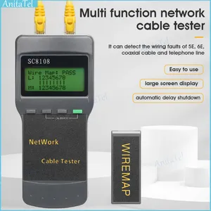 Équipement de fibre optique SC8108 Portable LCD numérique PC réseau de données téléphone LAN longueur testeur de câble multifonction sans fil CAT5e RJ45 mètre