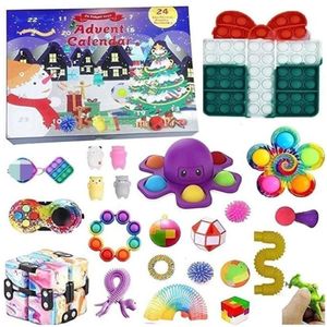 Fidget Toys Party Favor Boîte Aveugle De Noël 24 Jours Calendrier De L'Avent Xmas Pétrissage Boîtes À Musique Compte À Rebours Cadeaux Pour Enfants En Gros EE