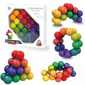 Brinquedos Fidgety Stress Alívio Cubo Mágico Para Crianças Colorido Free Spinning Cem Formas Quebra-cabeça Rubik's Cube Ball 3D Ritmo Crianças Autismo Spinning Ball UPS